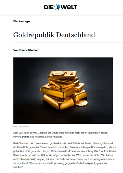 Guldrepublik Tyskland - Inga människor köper lika mycket guld som tyskarna. Och inte bara i osäkra tider. Ett psykogram av misstroende investerare